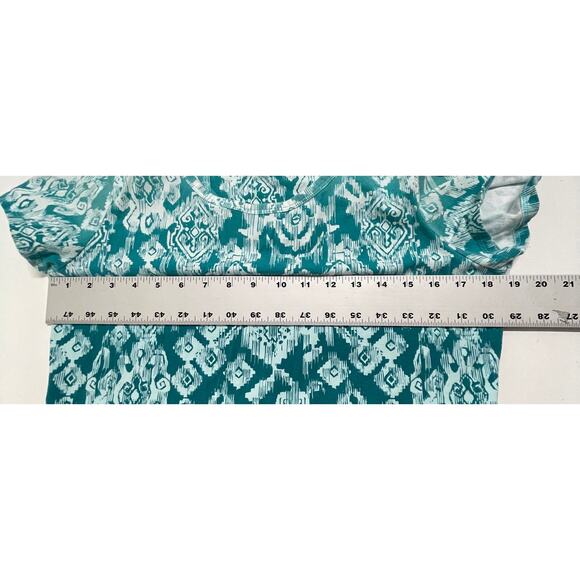 Style Co Top Women Size M Green White Short Sleeves Casual Stretch Cotton Boho - Picture 5 of 5